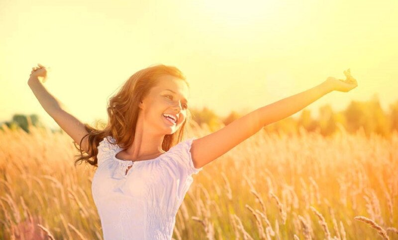 Woman in Wheat Field — Yellow, Joyful