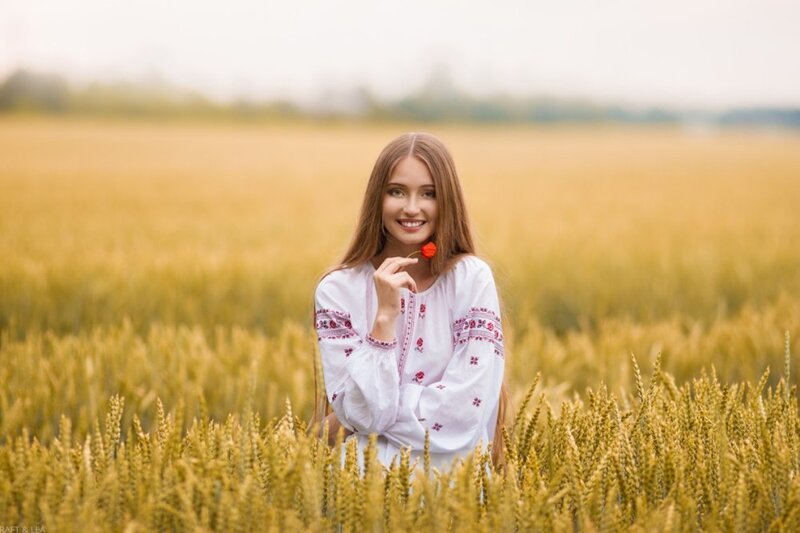 Woman in Wheat Field — Yellow, Serene, Afternoon, Photograph, Wheat Field, Flower