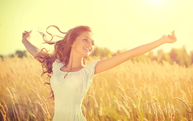 Woman in Wheat Field — Yellow, Serene, Afternoon, Photograph, Wheat Field, Sunlight