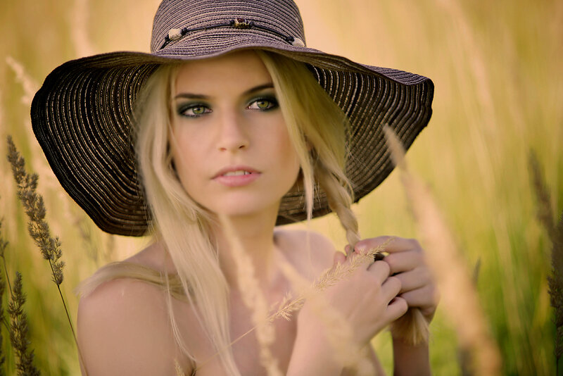 Woman in Wheat Field — Yellow, Serene