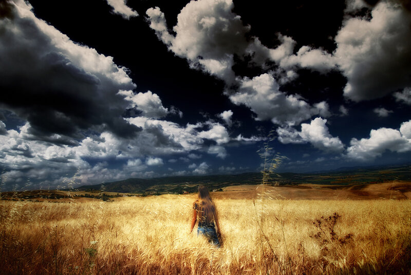 Woman in Wheat Field — Yellow