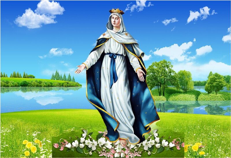 Woman in White and Blue Robe