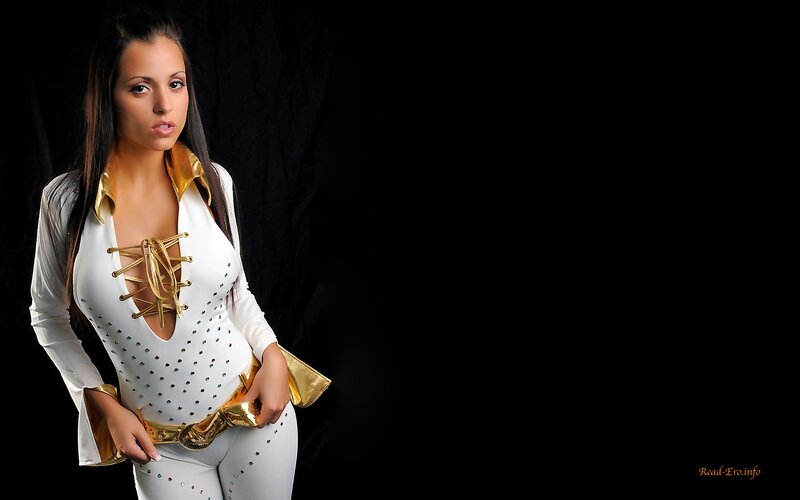 woman in white and gold outfit