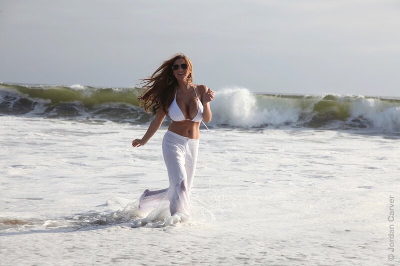woman in white at the beach