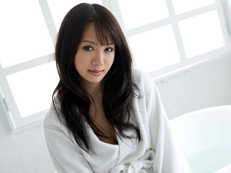 woman in white bathrobe