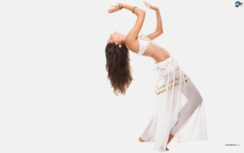 woman in white belly dance costume
