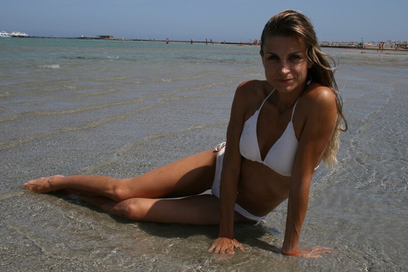 woman in white bikini at beach