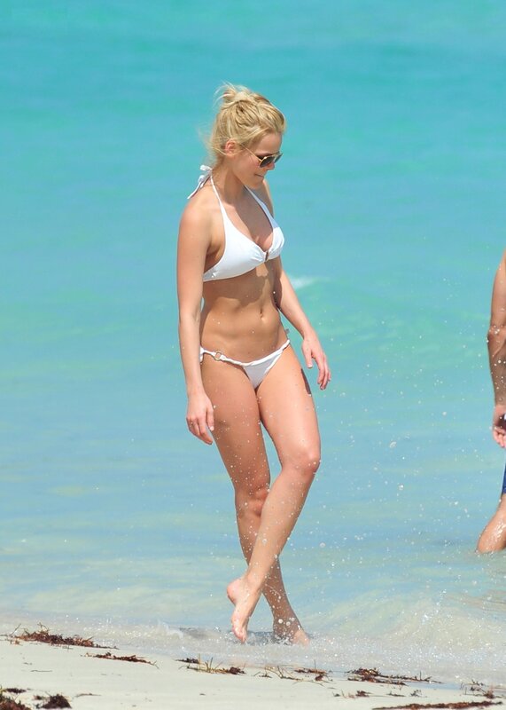 woman in white bikini at beach