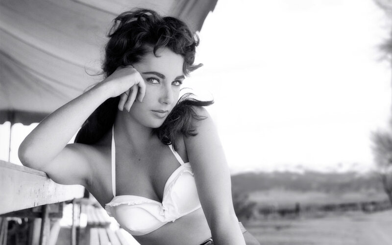 Woman in White Bikini — Black, Serene