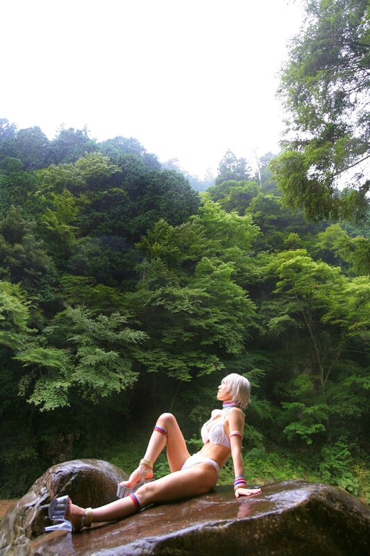 Woman in White Bikini — Green, Serene, Afternoon, Photograph, Forest
