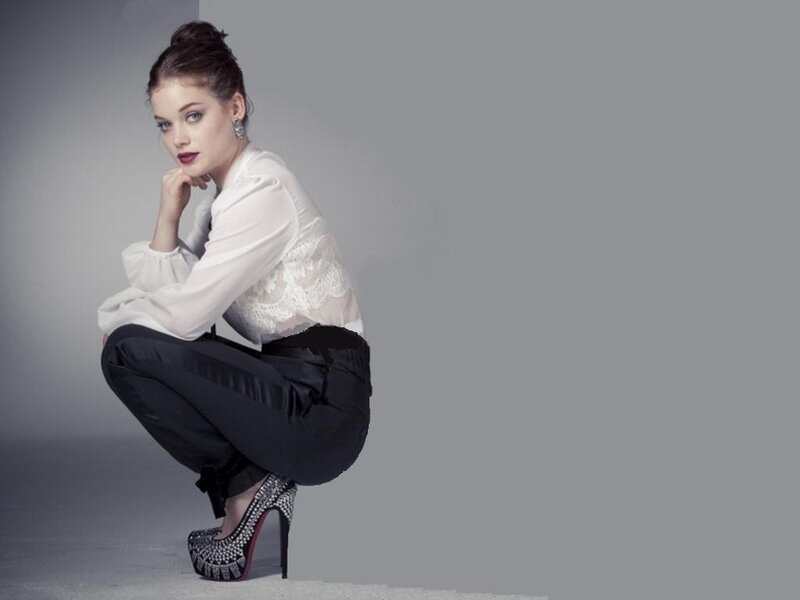 Woman in White Blouse — Dramatic, Photograph, Black Pants
