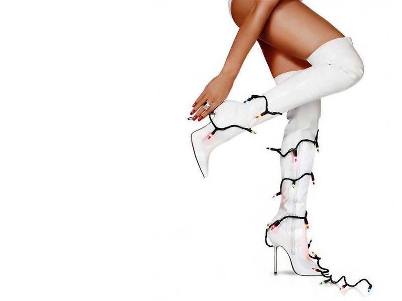 woman in white boots with lights