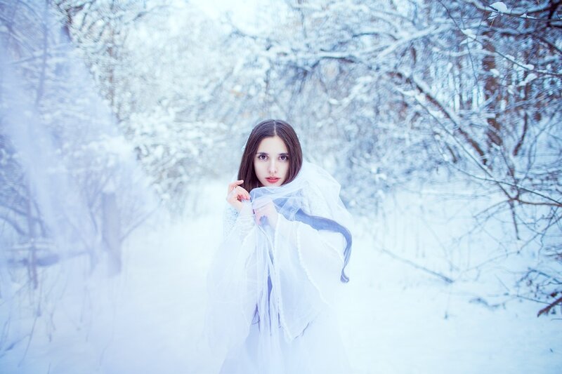 Woman in White Cloak — Cold