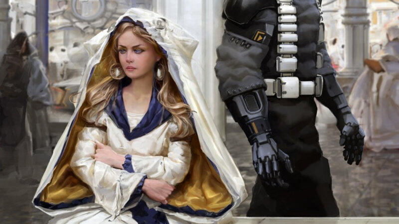Woman in White Cloak — Dramatic