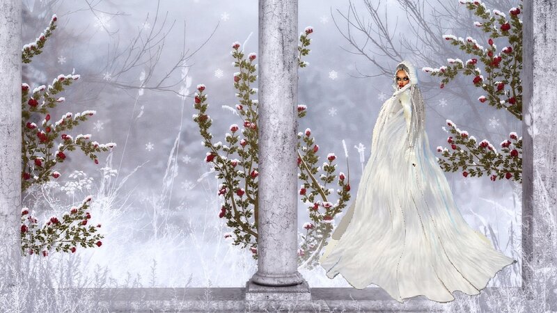 Woman in White Cloak — Serene, Winter