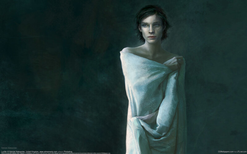 Woman in White Cloth — Dramatic, Digital Art