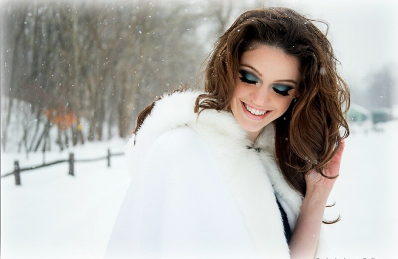 Woman in White Coat — Cold, Winter