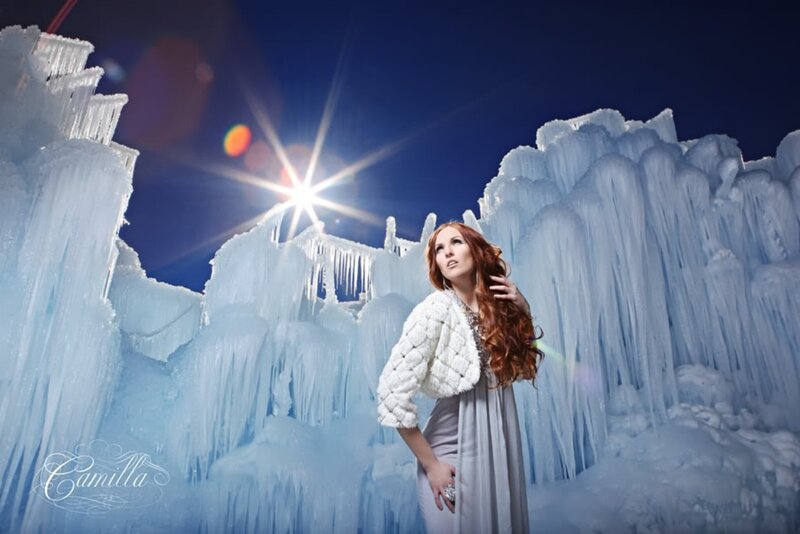Woman in White Coat — Dramatic, Night, Photograph