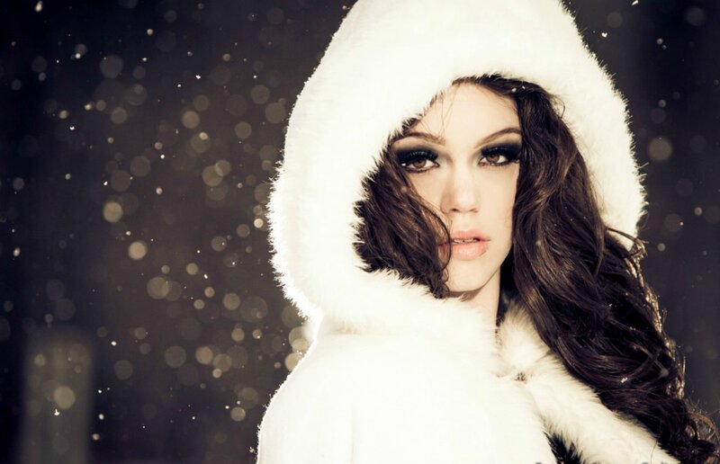 Woman in White Coat — Dramatic, Winter