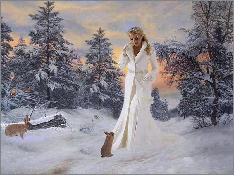 Woman in White Coat — Serene, Winter