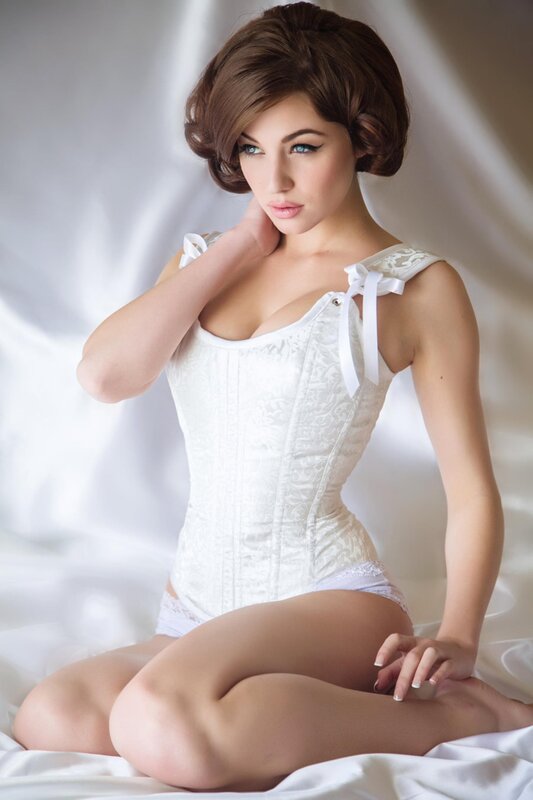 woman in white corset