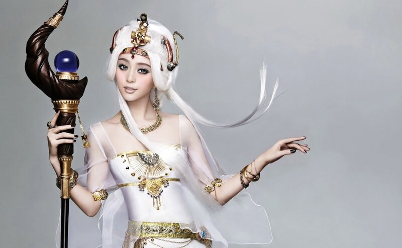 Woman in White Costume — Dramatic