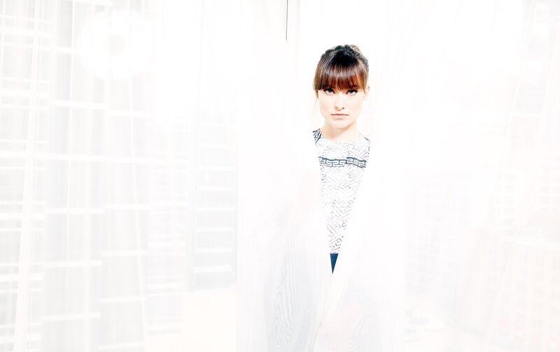 woman in white curtain
