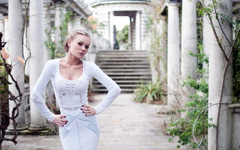 woman in white dress at garden