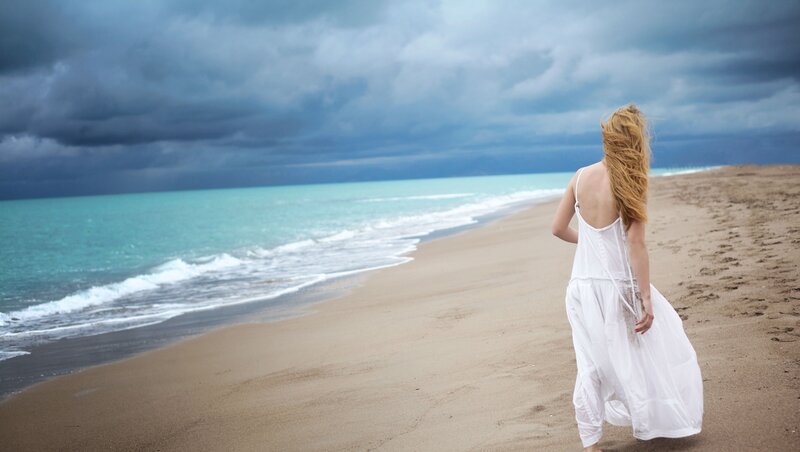 Woman in White Dress — Beach