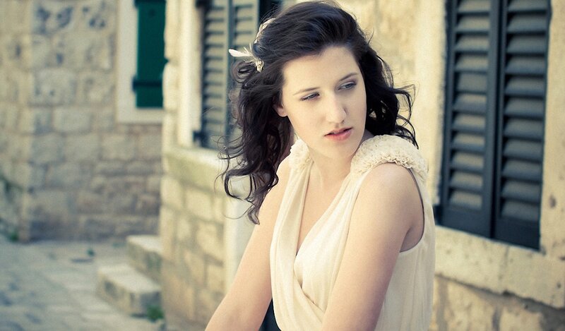 Woman in White Dress — Beige, Contemplative