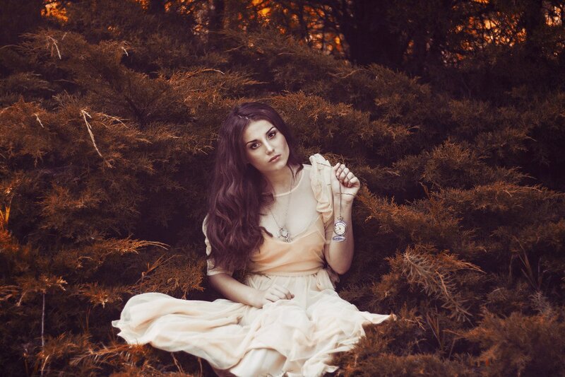 Woman in White Dress — Beige, Dramatic, Sunset, Photograph