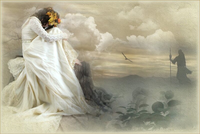 Woman in White Dress — Beige, Melancholic