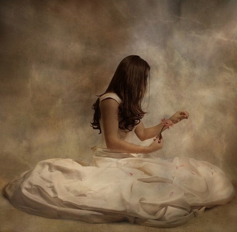 Woman in White Dress — Beige, Serene