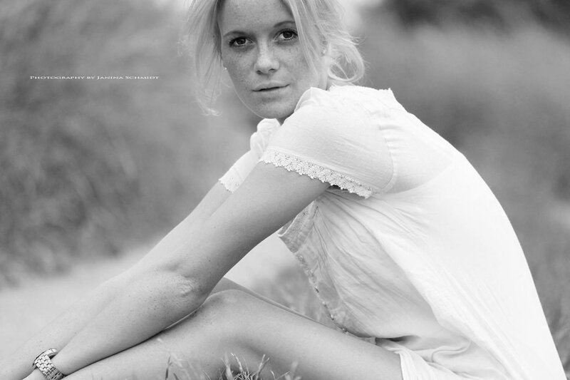 Woman in White Dress — Black, Contemplative, Photograph, Watch