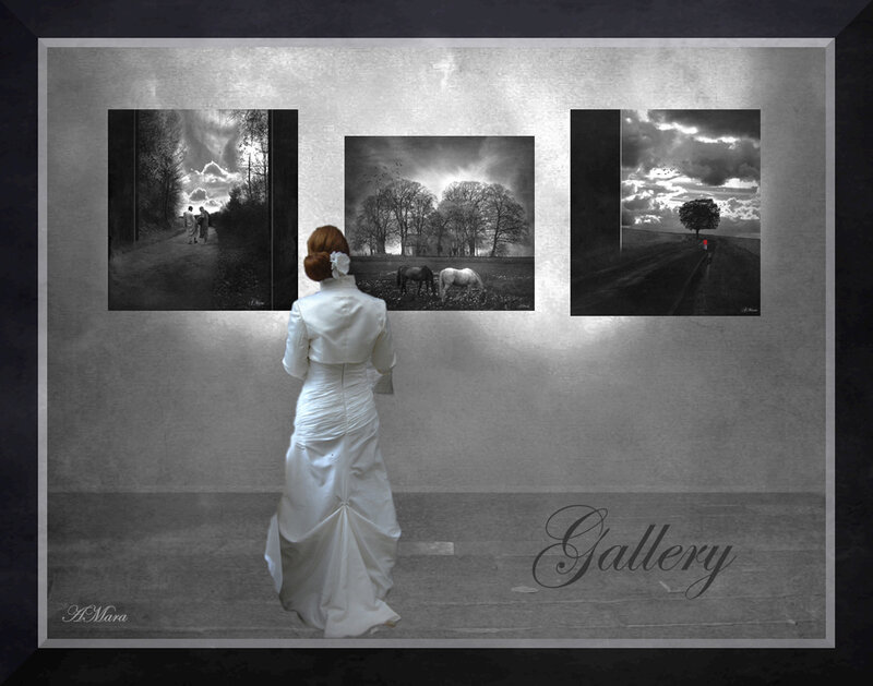 Woman in White Dress — Black, Dramatic, Digital Art, Art Gallery
