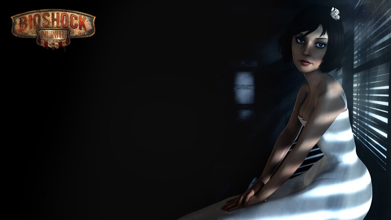 Woman in White Dress — Black, Dramatic, Night, 3d Render