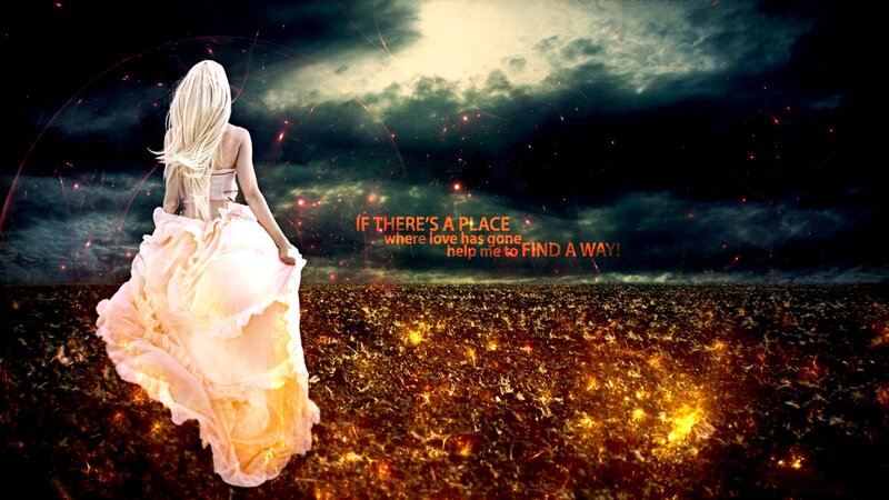 Woman in White Dress — Black, Dramatic, Night, Digital Art, Sky