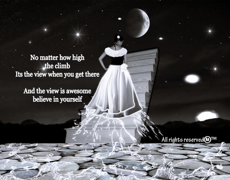 Woman in White Dress — Black, Dramatic, Night, Digital Art, Stairs