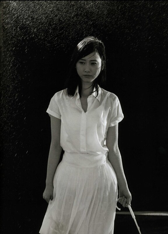 Woman in White Dress — Black, Dramatic, Night, Photograph, Rain