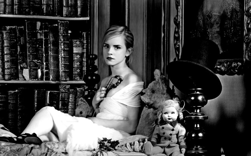 Woman in White Dress — Black, Dramatic, Photograph, Bookshelf