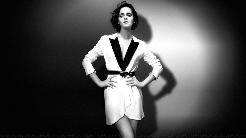 Woman in White Dress — Black, Dramatic, Photograph, Hands on Hips