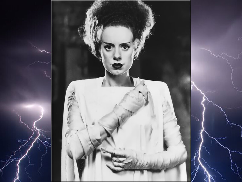Woman in White Dress — Black, Dramatic, Photograph, Lightning