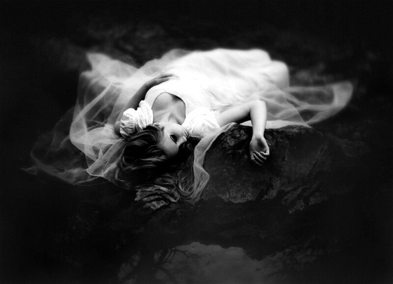 Woman in White Dress — Black, Dramatic, Photograph, Rock