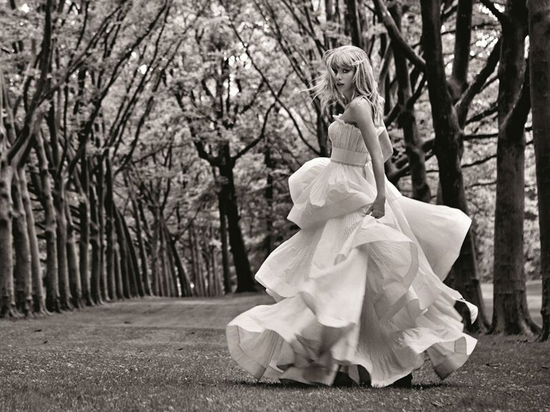Woman in White Dress — Black, Dramatic, Photograph, Trees