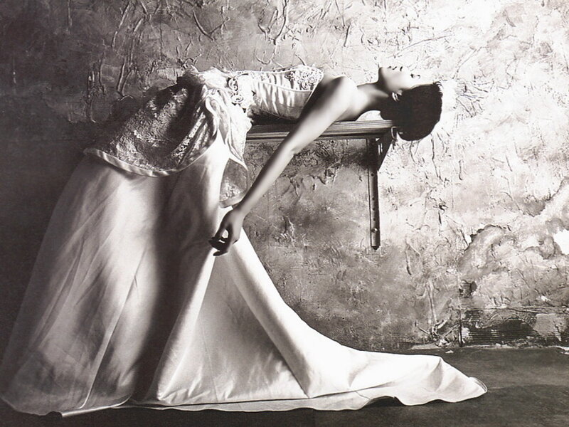 Woman in White Dress — Black, Dramatic, Photograph, Wall