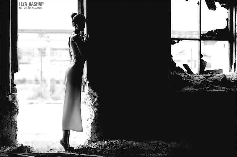 Woman in White Dress — Black, Dramatic, Photograph, Window, Silhouette