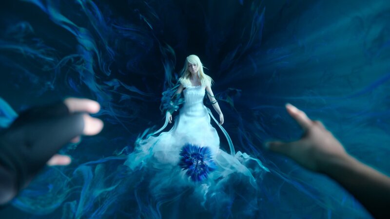Woman in White Dress — Blue, Dramatic, 3d Render