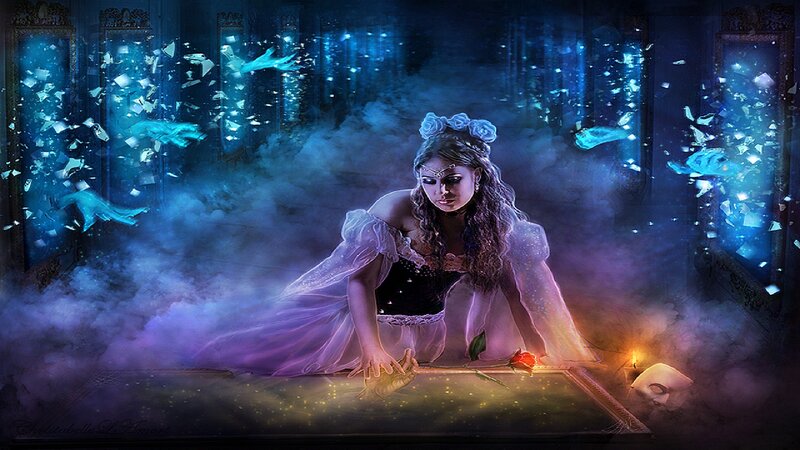 Woman in White Dress — Blue, Dramatic, Night, Digital Art, Smoke