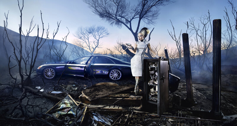 Woman in White Dress — Blue, Dramatic, Sunset, Photograph