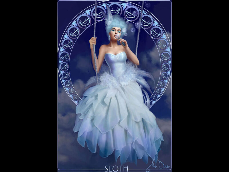 Woman in White Dress — Blue, Dreamy
